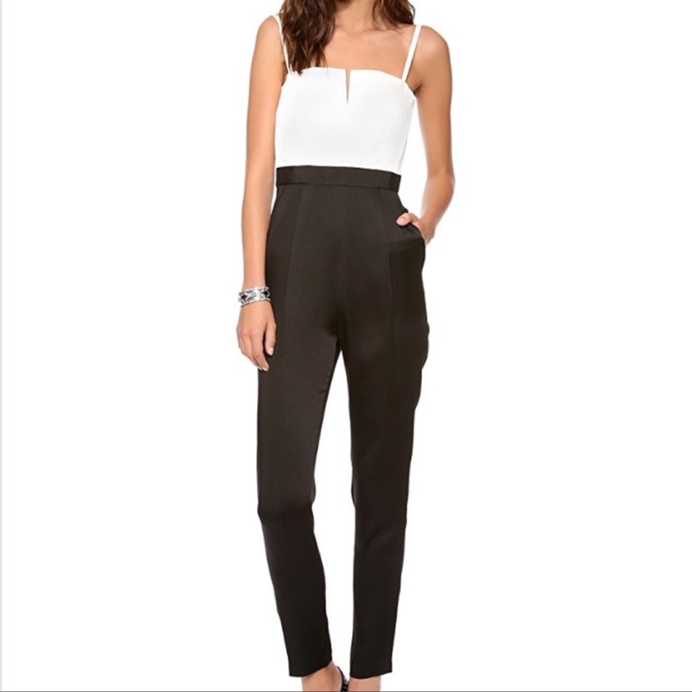 Alice + Olivia Cream and Black Lace jumpsuit